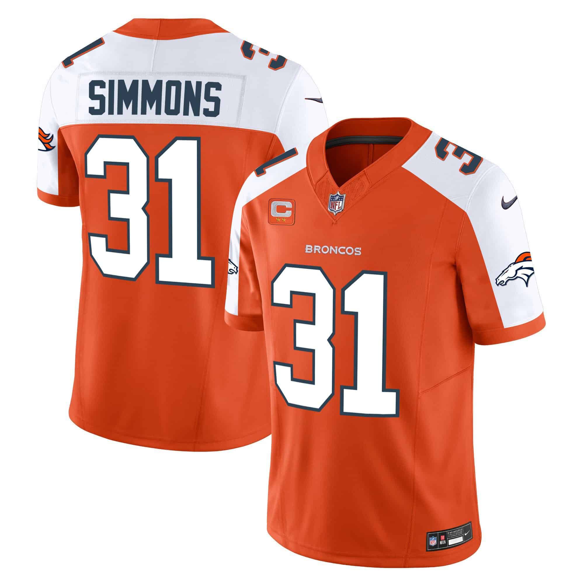 Men Denver Broncos #31 Simmons Orange 2024 Nike Vapor Limited NFL Jersey style 1->indianapolis colts->NFL Jersey